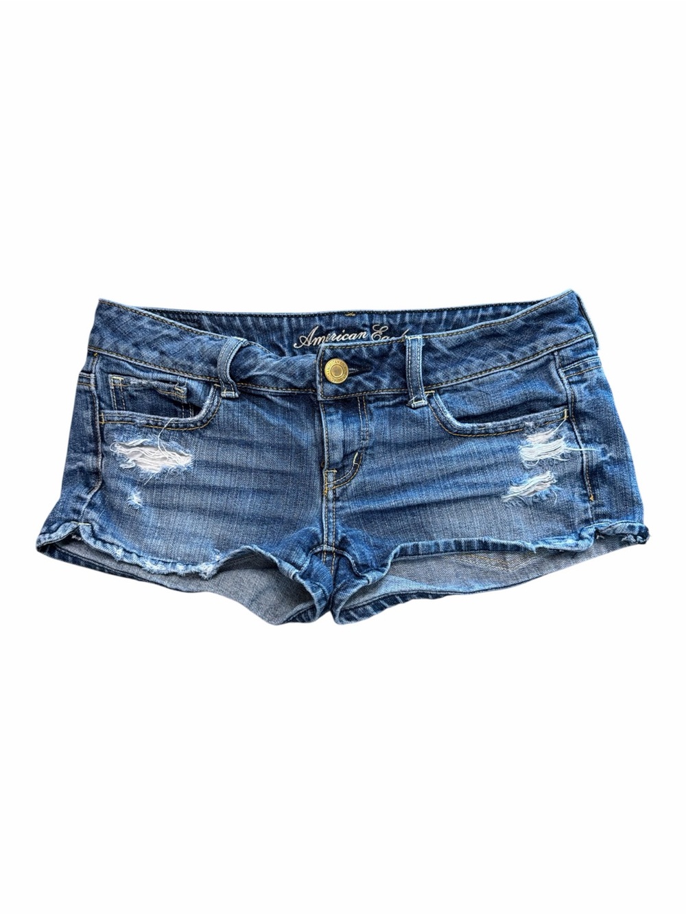 Y2K Low Rise American Eagle Distressed Micro Denim Shorts 2